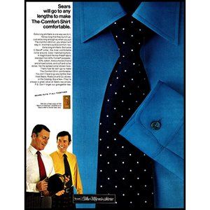 1970 Sears The Mens Store Vintage Print Ad Blue Dress Shirt Tie Fashion Wall Art